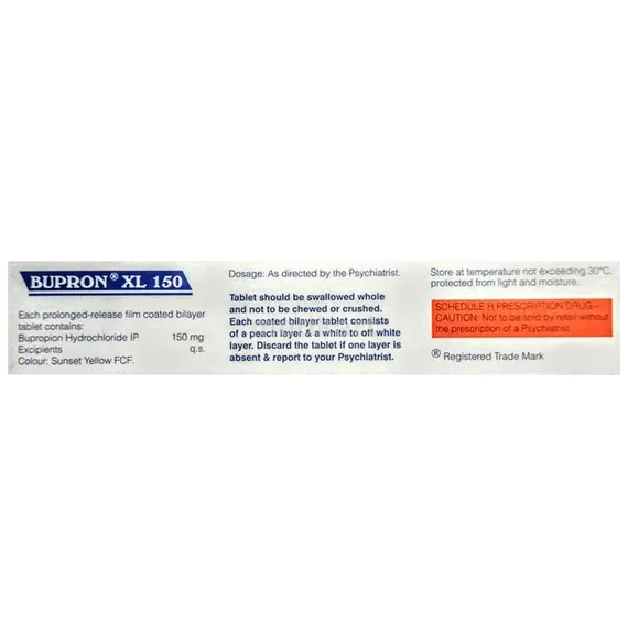 bupron xl 150mg tablet 10's